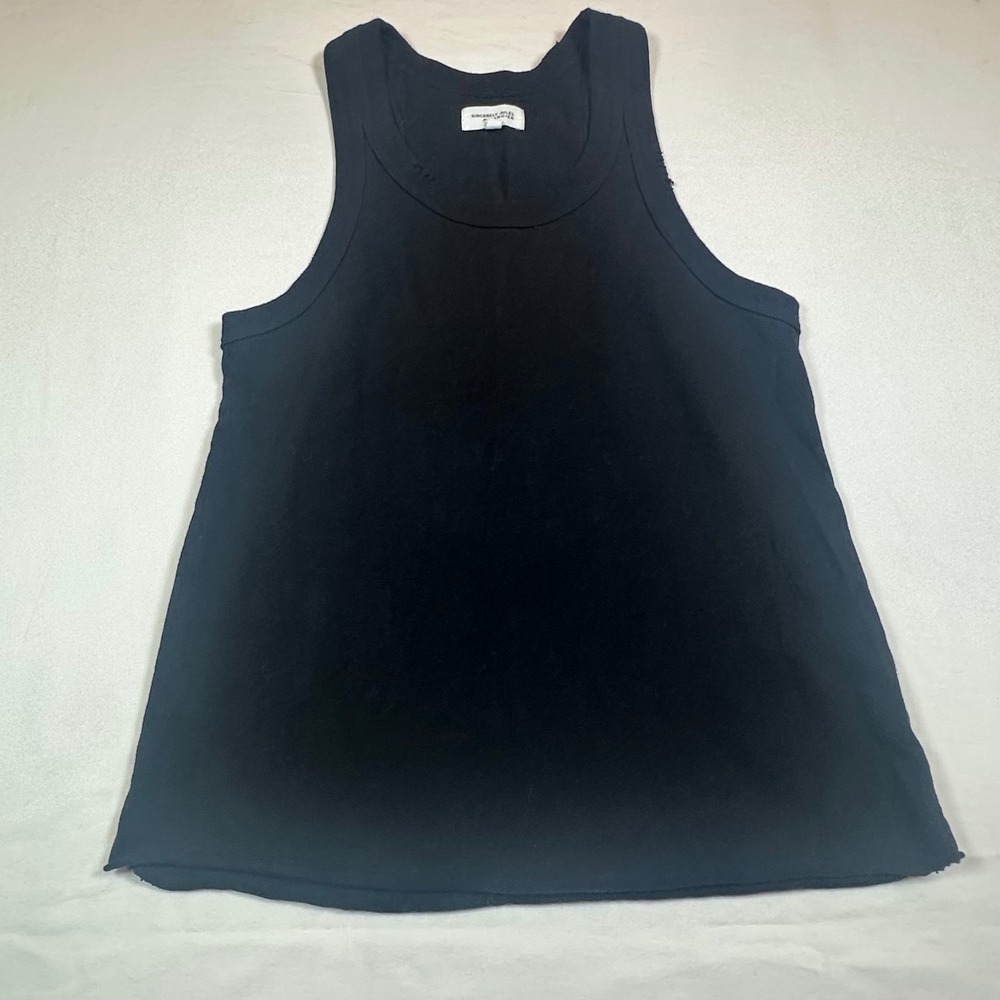Sincerely Jules for Bandier Women's Black Distressed Scoop Neck Tank Top Medium